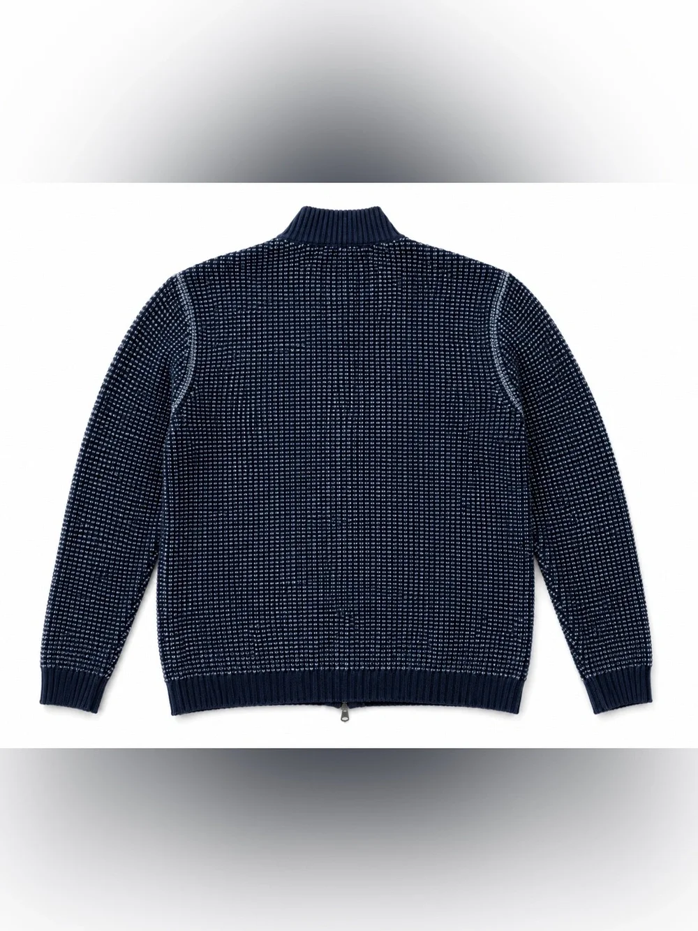 Autumn Cashmere XL Waffle Knit Full Zip Cashmere Blend Sweater Jacket Navy Bl